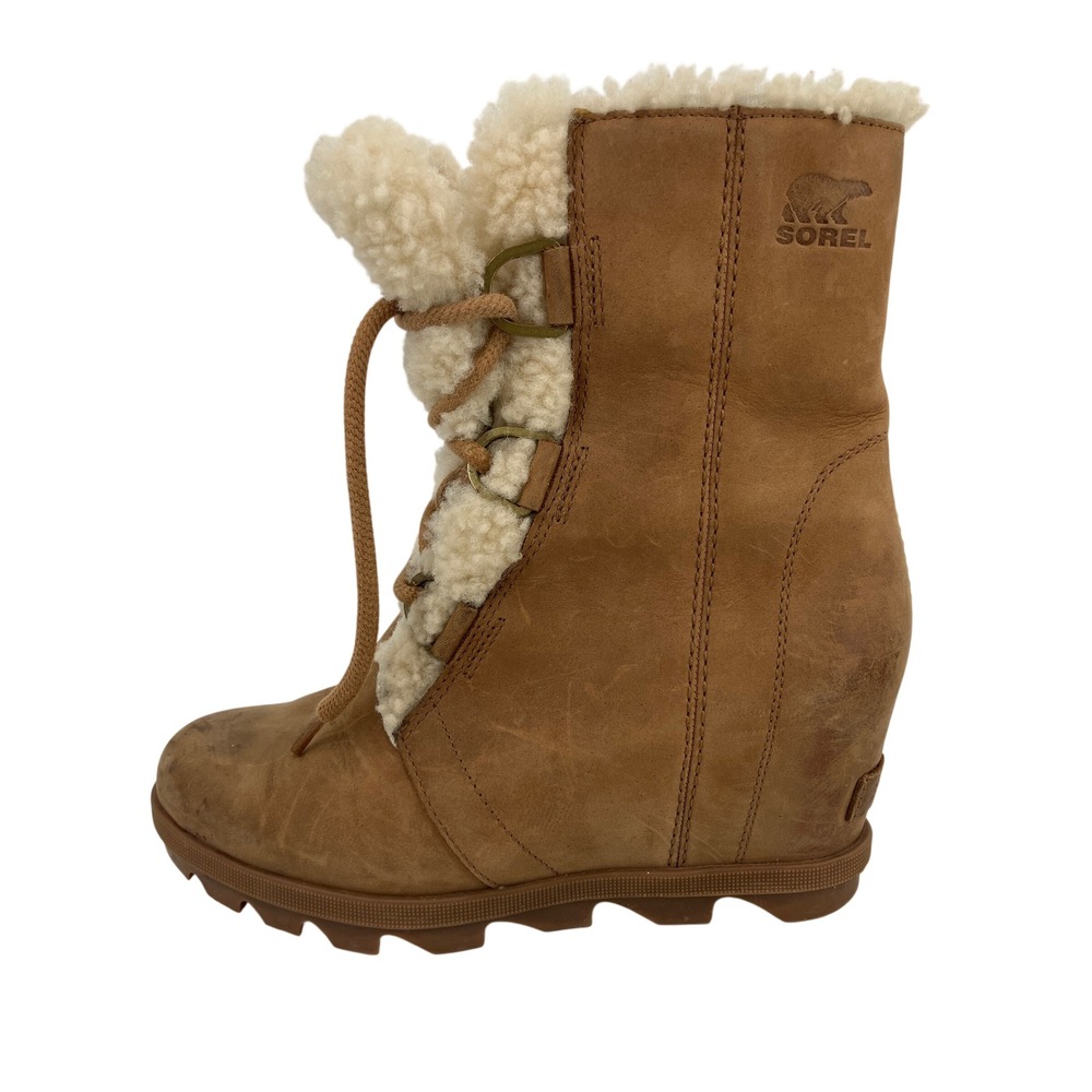 Sorel Joan of Arctic Wedge II Boots Womens 8 Brown Shearling Waterproof